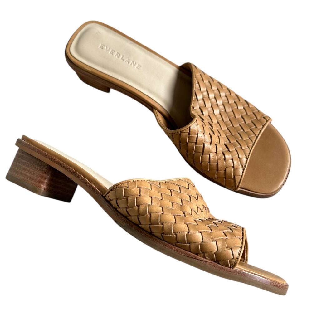 Everlane Tan Woven Leather Slide Sandals